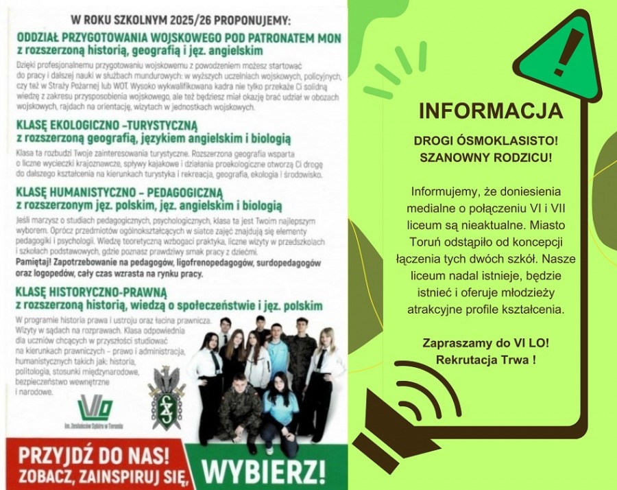 Informacja dla kandydatów do klas pierwszych 2025